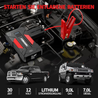 FOWAWU 3000A 24800mAh startér do auta, vodotěsný startovací akumulátor (9,0 l benzín, 7,0 l diesel), přenosný zesilovač baterie 